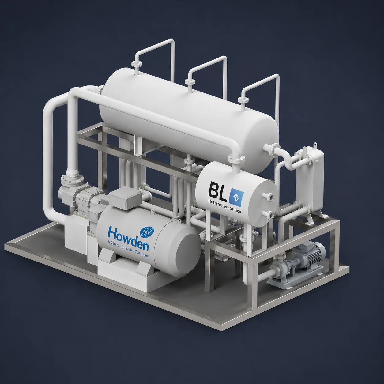 CAD-render of ACHP-heat pump in industrial environment